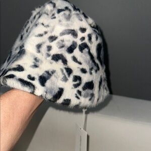 Adrienne Landau Black and Gray Animal Print Bucket Hat
